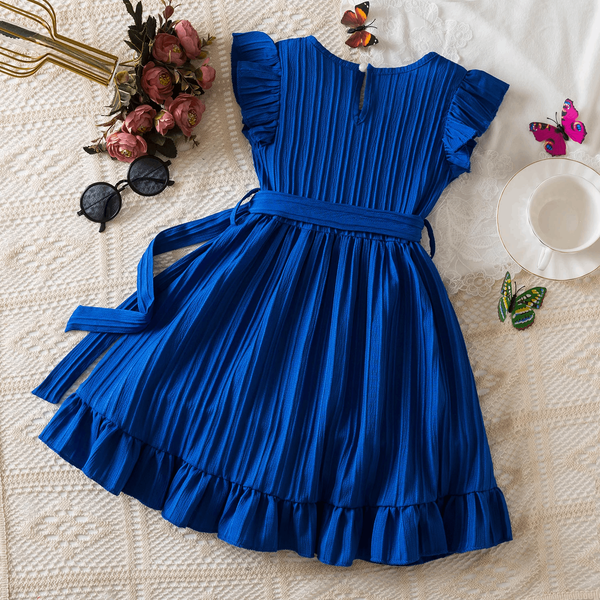 Summer Girls Dress – Ruffle Sleeve Leopard Print Princess Dress – Sky Angel
