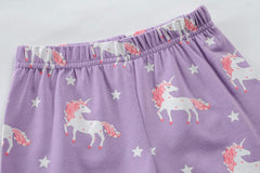 Girls Pyjamas Set Short Sleeve Unicorn Cotton Pjs Kids Sleepwear Toddler Tops T Shirts & Pants Summer Nightwear Age 1-7 Years