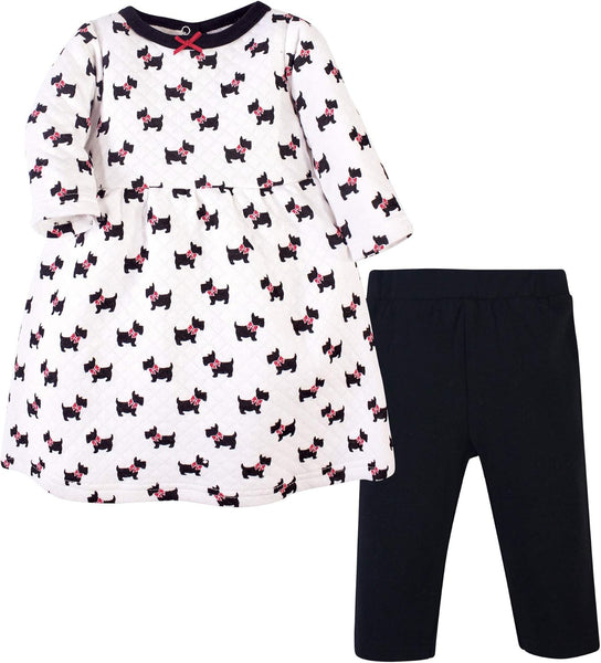 Baby Girls' Quilted Cotton Dress and Leggings Casual