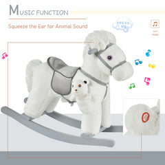 Kids Plush Ride-On Rocking Horse Rocker Plush Toy W/ Sounds for 18-36 Months
