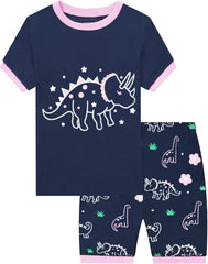 Girls Pyjamas Set Dinosaur Pjs Short Sleeve Toddler Unicorn Bunny Sleepwear Cotton Clothes Easter Gift 1-7 Years