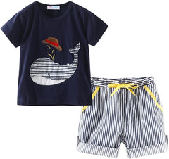 Boys Short Sets with Dinosaur Print Tops Elastic Waist Camouflage Shorts Beach Outfits
