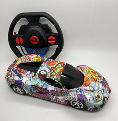 Graffiti RC Racing Car with Light 4WD Boys Girls Remote Control Kids Toy Gift