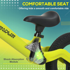 AIYAPLAY 12" Baby Balance Bike W/ Adjustable Seat and Handlebar - Green