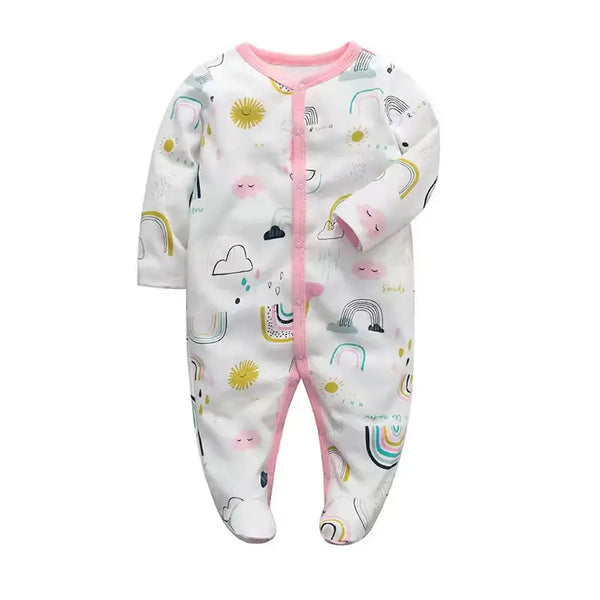 100% Cotton Baby Romper – Floral Long-Sleeve Jumpsuit for Newborns