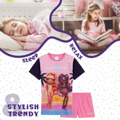 Pjs for Girls Summer T-Shirt and Short Girls Pyjamas 2 Piece Set Soft Lounge Wear 5-12 Years Kids Pjs Nightwear Gifts for Girls