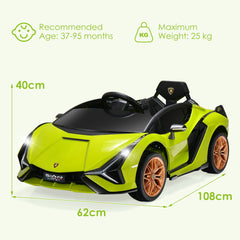 12V Kids Electric Car with Remote Control and Scissor Doors - Black/Pink/Green/Red/Purple/White