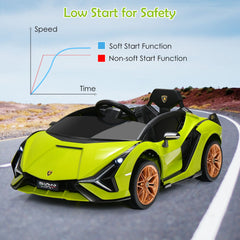 12V Kids Electric Car with Remote Control and Scissor Doors - Black/Pink/Green/Red/Purple/White