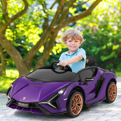 12V Kids Electric Car with Remote Control and Scissor Doors - Black/Pink/Green/Red/Purple/White