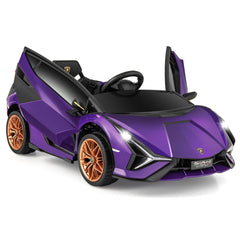 12V Kids Electric Car with Remote Control and Scissor Doors - Black/Pink/Green/Red/Purple/White