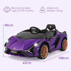 12V Kids Electric Car with Remote Control and Scissor Doors - Black/Pink/Green/Red/Purple/White