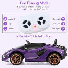 12V Kids Electric Car with Remote Control and Scissor Doors - Black/Pink/Green/Red/Purple/White