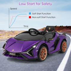 12V Kids Electric Car with Remote Control and Scissor Doors - Black/Pink/Green/Red/Purple/White