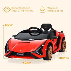 12V Kids Electric Car with Remote Control and Scissor Doors - Black/Pink/Green/Red/Purple/White