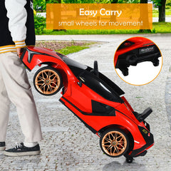 12V Kids Electric Car with Remote Control and Scissor Doors - Black/Pink/Green/Red/Purple/White