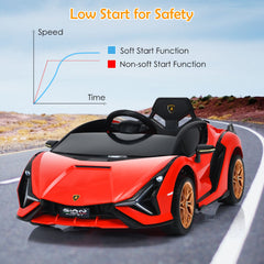 12V Kids Electric Car with Remote Control and Scissor Doors - Black/Pink/Green/Red/Purple/White