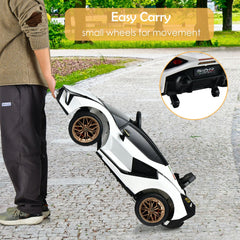 12V Kids Electric Car with Remote Control and Scissor Doors - Black/Pink/Green/Red/Purple/White