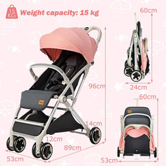 Folding Pushchair with Adjustable Backrest and Footrest