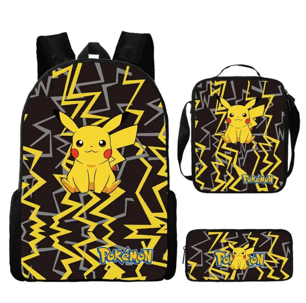 Pokemon Backpack Kids Shoulder Bag Lunch Bag Pencil Case School Set