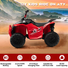 12V Kids Ride on ATV with 2 Speeds and LED Lights