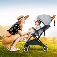 Folding Pushchair with Adjustable Backrest and Footrest