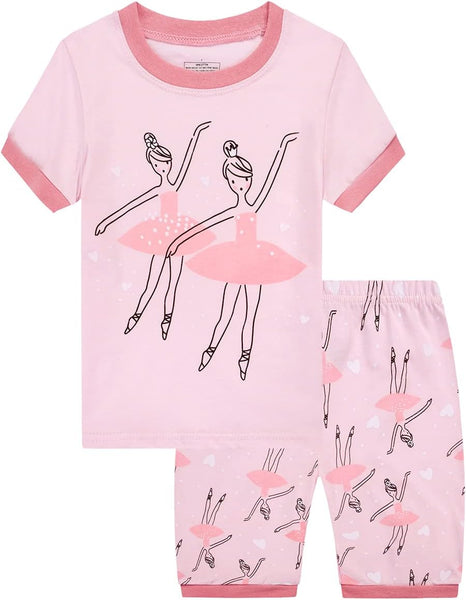 Girls Pajamas Summer Short Sets Sleepwear 100% Cotton Toddler Pjs Clothes Size 2-10 Years