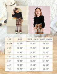 Toddler Girl Clothes,Girls Fashion Clothes Puff Sleeves Shirt Pants Headband 3Pcs Girls Gifts Sets