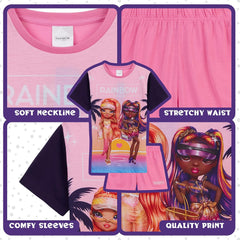 Pjs for Girls Summer T-Shirt and Short Girls Pyjamas 2 Piece Set Soft Lounge Wear 5-12 Years Kids Pjs Nightwear Gifts for Girls