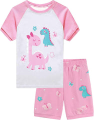 Girls Pyjamas Set Short Sleeve Unicorn Cotton Pjs Kids Sleepwear Toddler Tops T Shirts & Pants Summer Nightwear Age 1-7 Years