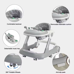 2 in 1 Baby Walker with Feeding & Music Tray