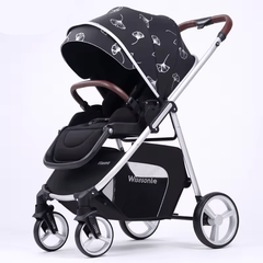 2-in-1 Portable Baby Pram Stroller Pushchair with High Landscape Basket