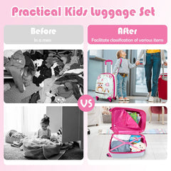 2 Pieces Kids Luggage Set with Carry-On Suitcase and Backpack-Owl