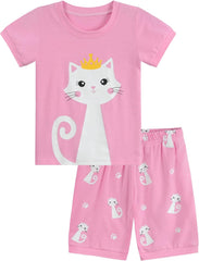 Girls Pyjamas Set Short Sleeve Unicorn Cotton Pjs Kids Sleepwear Toddler Tops T Shirts & Pants Summer Nightwear Age 1-7 Years