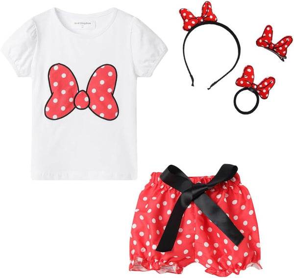 Girls Outfits Cute Cartoon Polka Dots Summer Holiday Clothes Sets