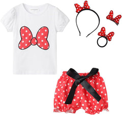 Girls Outfits Cute Cartoon Polka Dots Summer Holiday Clothes Sets