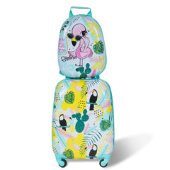 2 Pieces Kids Luggage Set with 4 Casters and Retractable Handle