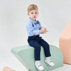 Boys Clothes Set Toddler Kids Gentlemen Suit Long Sleeve Bow Tie Shirts Suspenders Pants Outfits