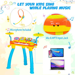 24 Keys Piano Keyboard Drum Set with Stool and Microphone for Kids