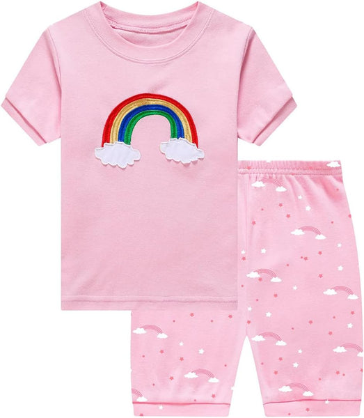Girls Pyjamas Set Dinosaur Pjs Short Sleeve Toddler Unicorn Bunny Sleepwear Cotton Clothes Easter Gift 1-7 Years
