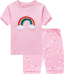 Girls Pyjamas Set Dinosaur Pjs Short Sleeve Toddler Unicorn Bunny Sleepwear Cotton Clothes Easter Gift 1-7 Years