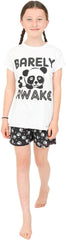Girls Barely Awake Panda Short Pyjamas Black and White 7 to 16 Years