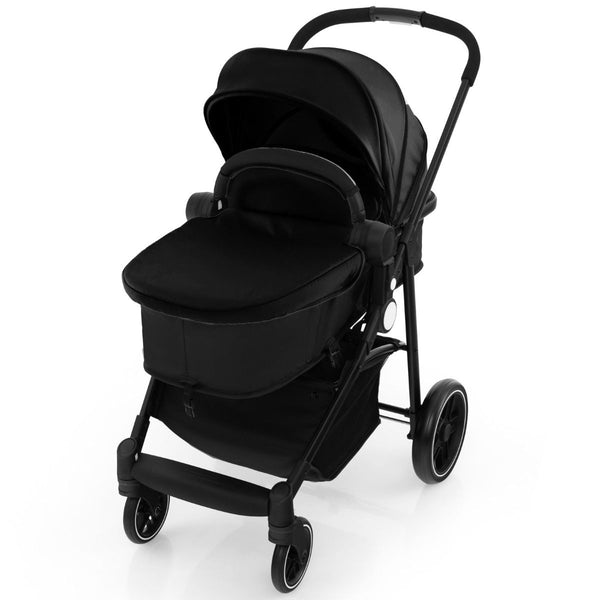 Costway 2-in-1 High Landscape Baby Stroller with Reversible Seat - Black/Gray/Pink