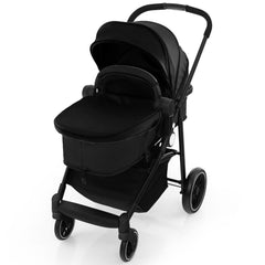 Costway 2-in-1 High Landscape Baby Stroller with Reversible Seat - Black/Gray/Pink