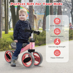 Baby Balance Bike with 4 Wheels and Limited Steering