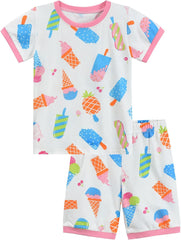 Girls Pyjamas Set Short Sleeve Unicorn Cotton Pjs Kids Sleepwear Toddler Tops T Shirts & Pants Summer Nightwear Age 1-7 Years