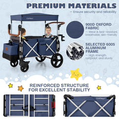 Push Pull Stroller Wagon with Adjustable Handle Bar