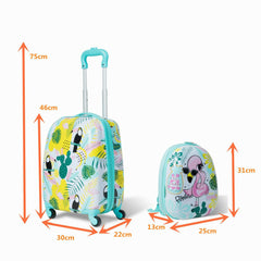 2 Pieces Kids Luggage Set with 4 Casters and Retractable Handle
