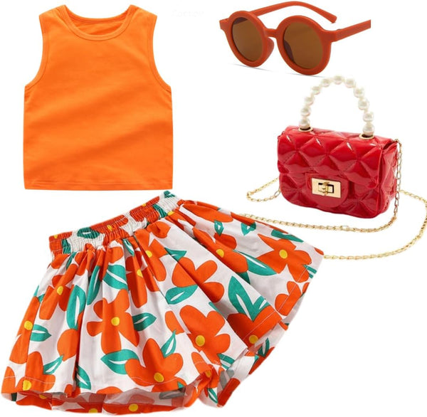 Girls' Short Sets - Trendy and Comfortable Summer Outfits for Girls Fashionable Clothing Sets 4Pc