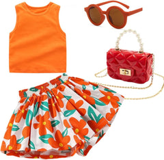 Girls' Short Sets - Trendy and Comfortable Summer Outfits for Girls Fashionable Clothing Sets 4Pc