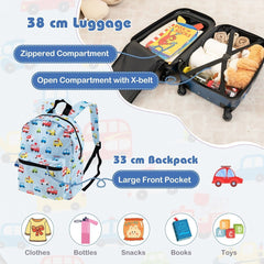 COSTWAY 5Pcs Kids Luggage Set Carry-On Children Rolling Suitcase Set W/Backpack